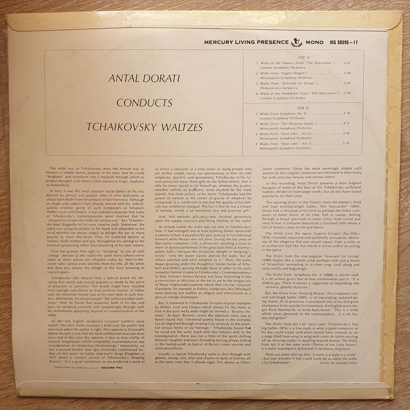 Antal Dorati Conducts Tchaikovsky  Waltzes -  Vinyl LP Record - Very-Good+ Quality (VG+)