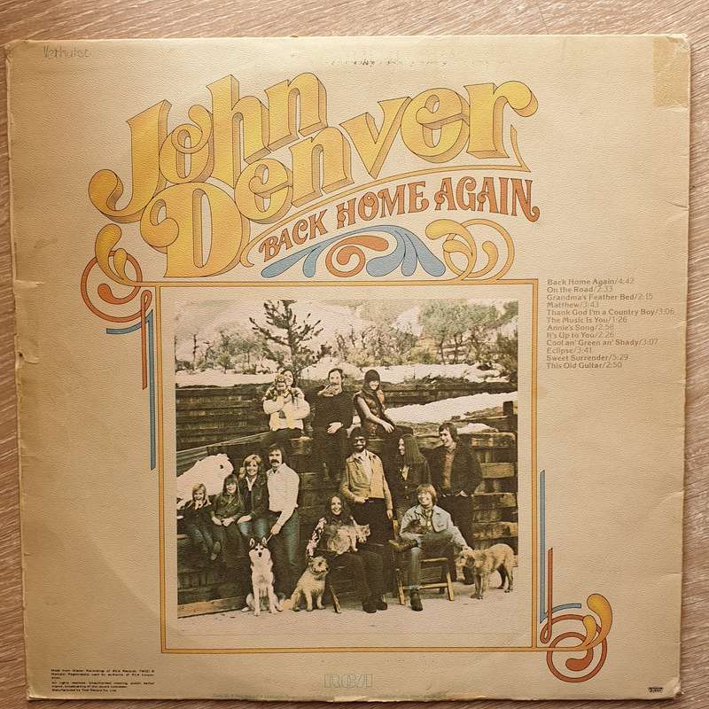 John Denver - Back Home Again -  Vinyl LP Record - Opened  - Good Quality (G)