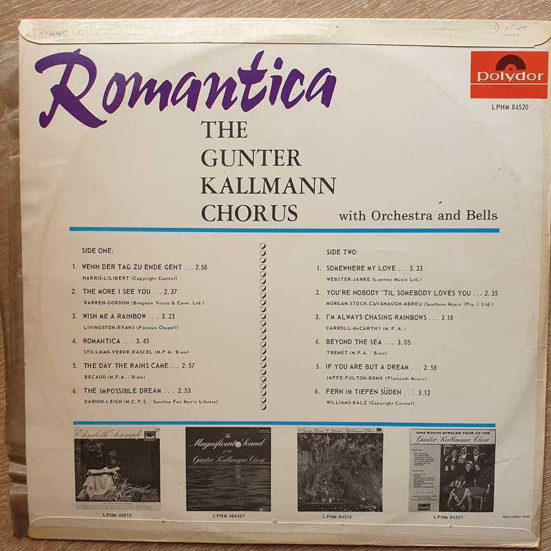 Gunter Kallman Choir - Romantica - Vinyl LP Record - Opened  - Very-Good- Quality (VG-)