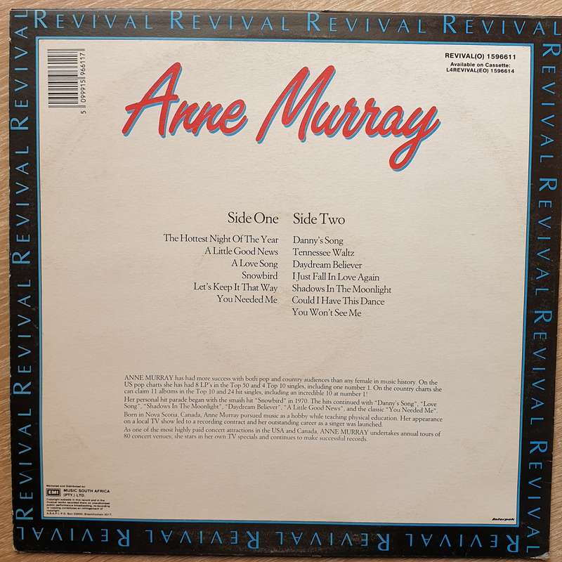 Anne Murray - Revival Series -  Vinyl LP Record - Very-Good+ Quality (VG+)