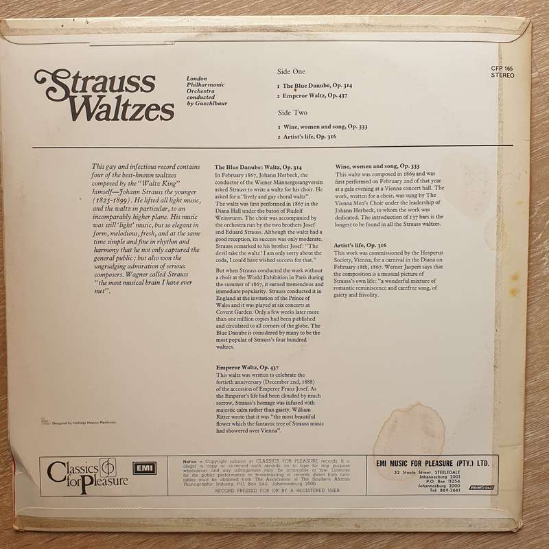 Johann Strauss - Blue Danube, Emperor Waltz, Artist's Life ... - London Philharmonic -  Vinyl LP ...