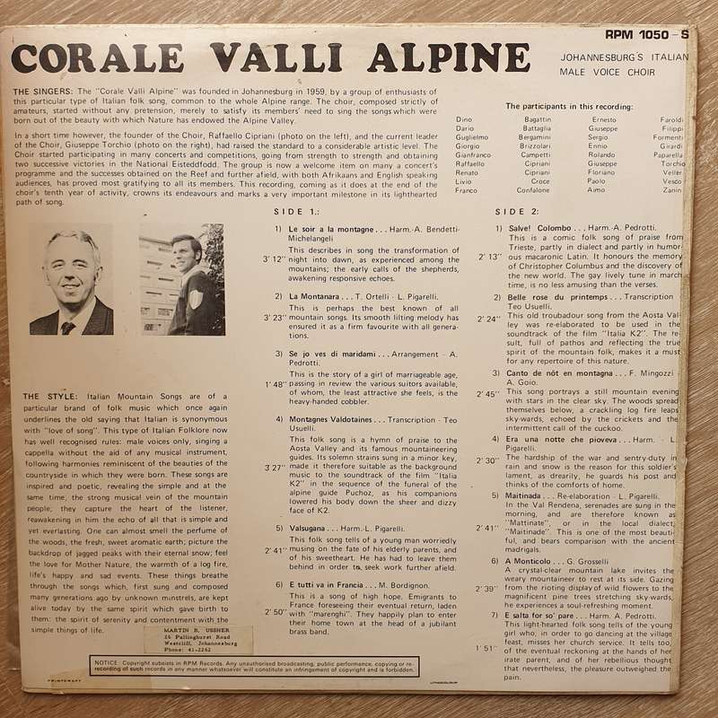 Corale Valli Alpine - La Montanra and other Mountain Songs -  Vinyl LP Record - Very-Good+ Qualit...