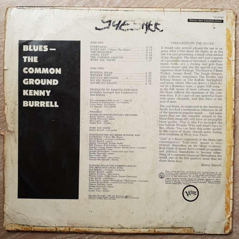 Kenny Burrell  Blues - The Common Ground - Vinyl LP Record - Opened  - Good+ Quality (G+)