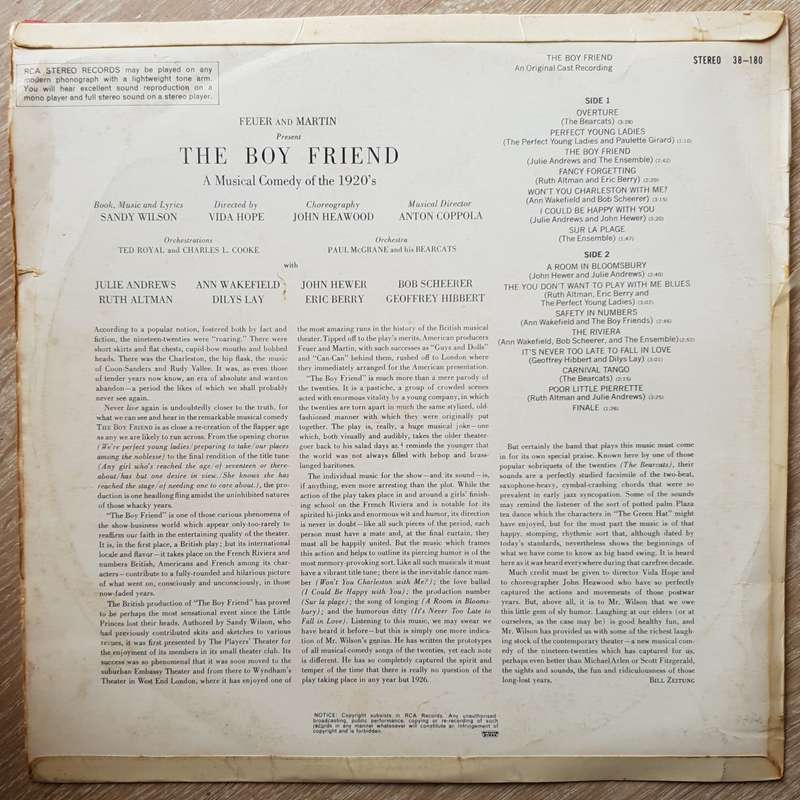 The Boy Friend - A New Musical Comedy Of The 1920's (An Original Cast Recording) -Sandy Wilson, J...