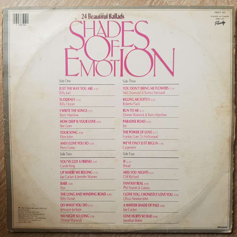 Shades of Emotion - Original Artists - 24 Beautifiul Ballads - Double Vinyl LP Record  (VG-)