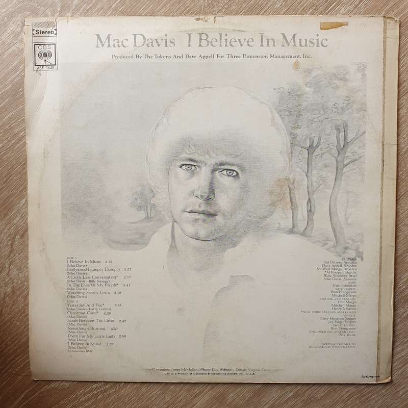 Mac Davis  I Believe In Music - Vinyl LP Record - Opened  - Very-Good- Quality (VG-)