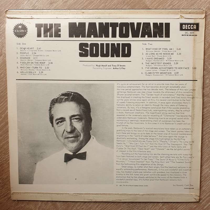 Mantovani And His Orchestra  The Mantovani Sound - Vinyl LP Record - Very-Good+ Quality (VG+)