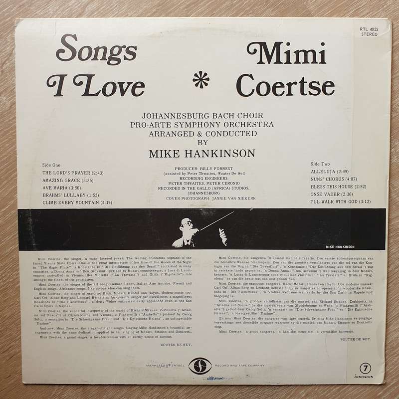 Mimi Coertse - Songs I Love - Vinyl LP Record - Very-Good+ Quality (VG+)