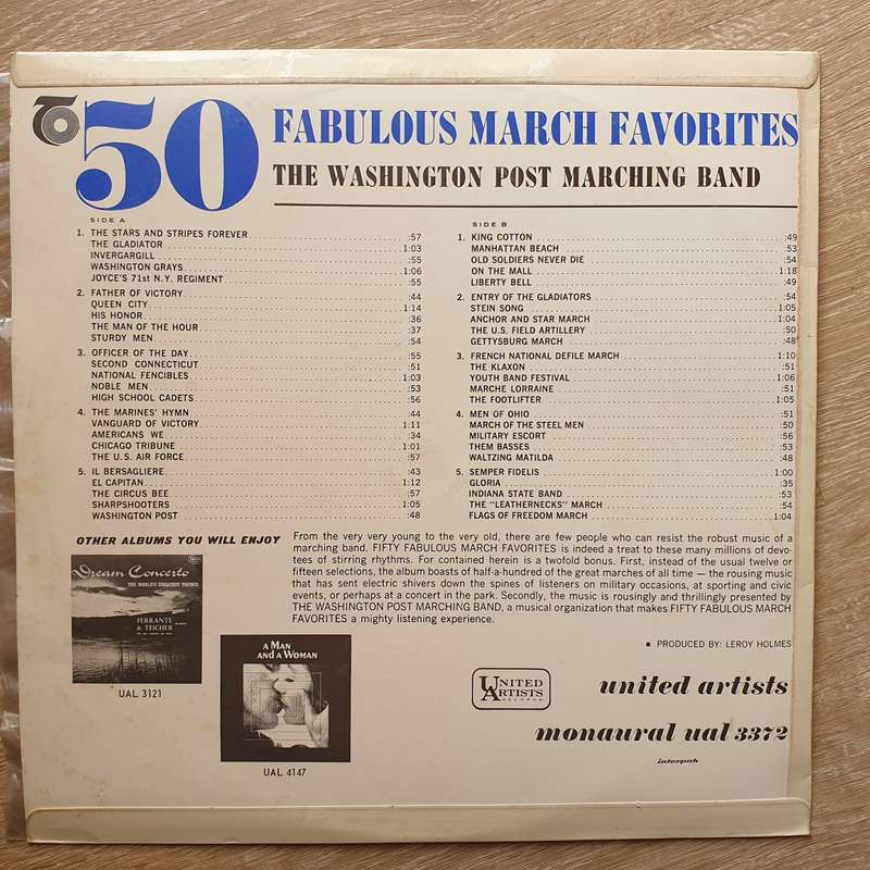 The Washington Post Marching Band  50 Fabulous March Favorites -  Vinyl LP Record - Very-Go...