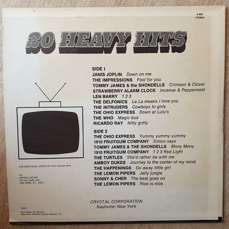 20 Heavy Hits - Original Artists - Vinyl LP Record - Opened  - Very-Good+ Quality (VG+)
