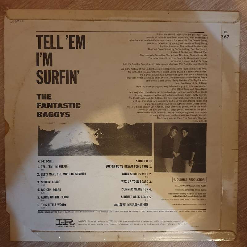 The Fantastic Baggys  Tell 'Em I'm Surfin' - Vinyl LP Record - Opened  - Very-Good Quality ...