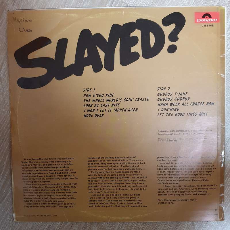 Slade - Slayed  - Vinyl LP Record  (VG-)