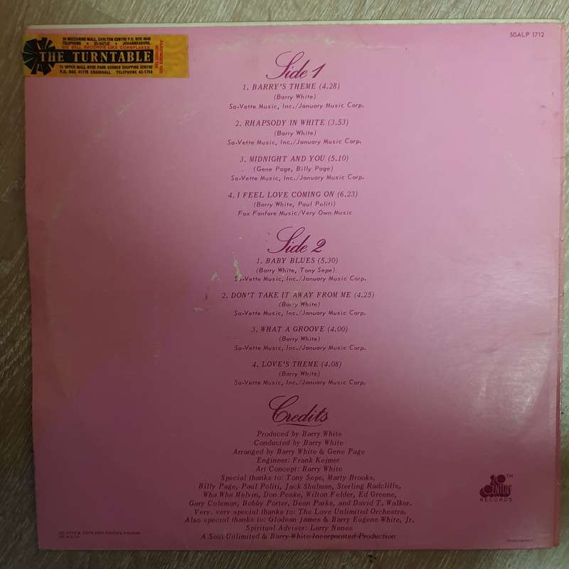 Love Unlimited  Rhapsody In White - Barry White - Vinyl LP Record - Opened  - Very-Good- Qu...