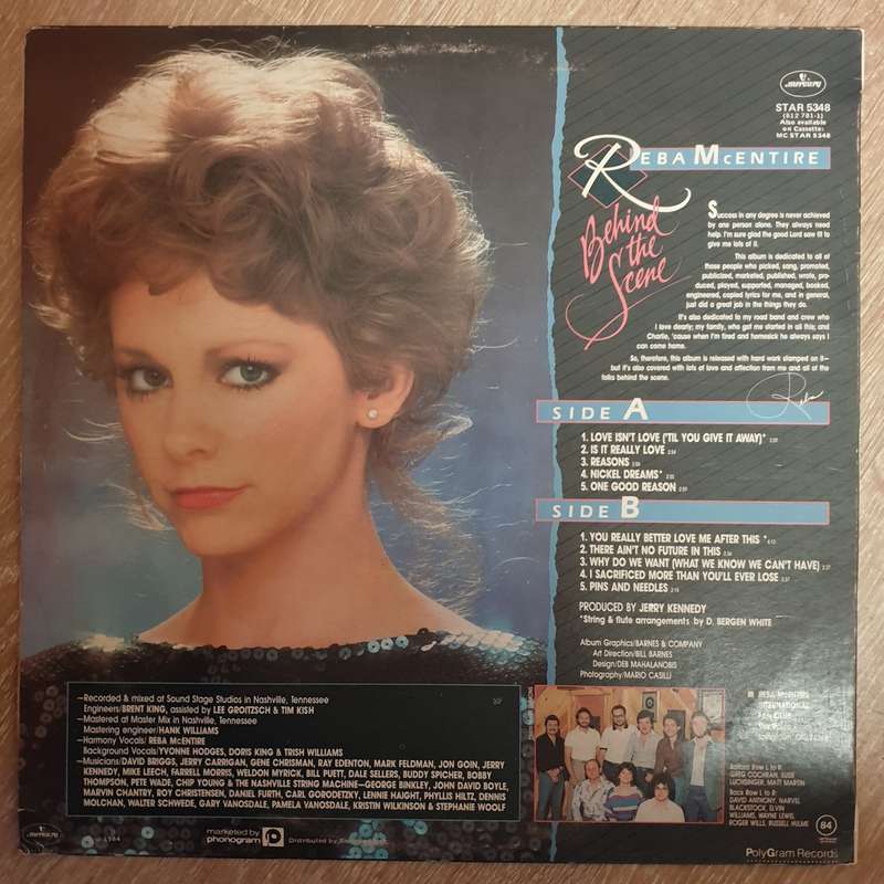 Reba McEntire  Behind The Scene -  Vinyl LP Record - Very-Good+ Quality (VG+)