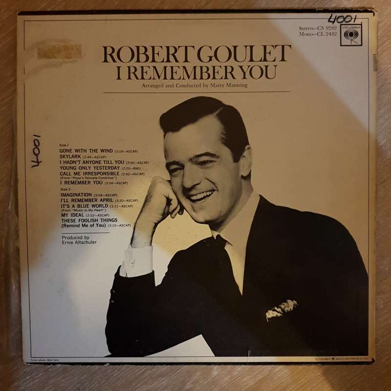Robert Goulet  I Remember You -  Vinyl LP Record - Very-Good+ Quality (VG+)