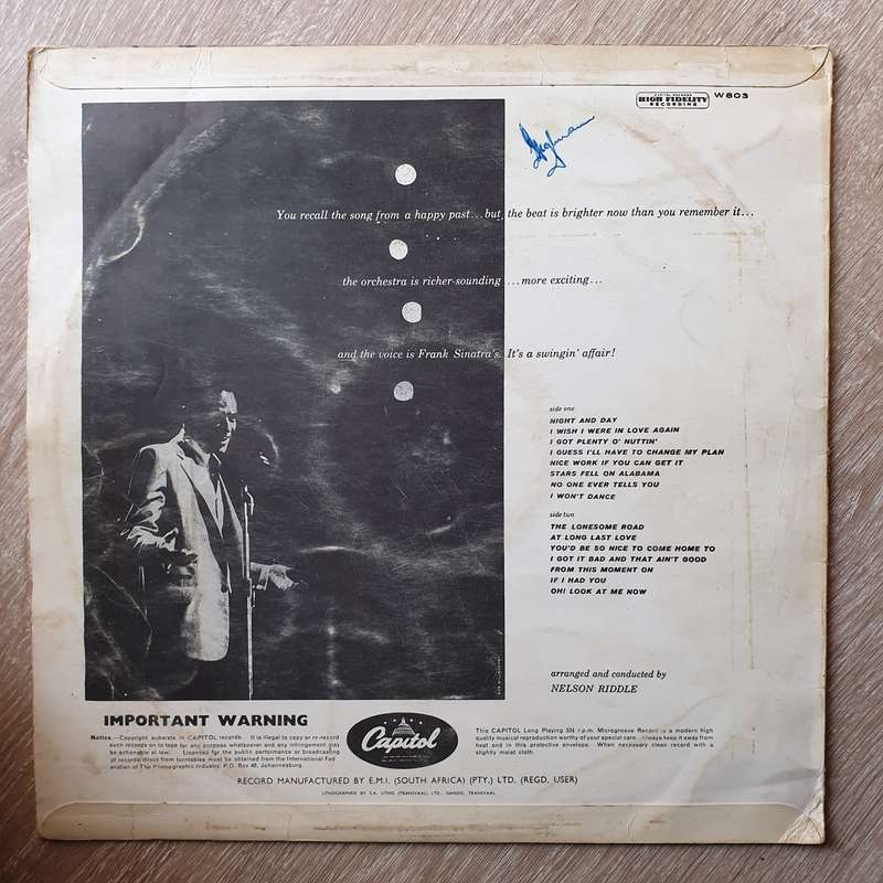 Frank Sinatra -  A Swinging Affair  Vinyl LP Record - Opened  - Good+ Quality (G+)