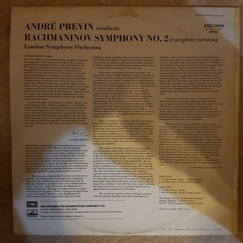 André Previn Conducts London Symphony Orchestra / Rachmaninov  2nd Symphony (Complete Vers...