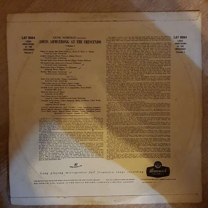Louis Armstrong  At The Crescendo Vol. 1 -  Vinyl LP Record - Very Good Quality (VG) (verry...