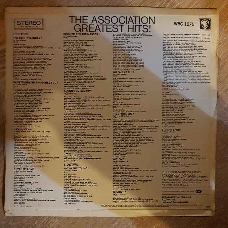 The Association  Greatest Hits! - Vinyl LP Record - Opened  - Very-Good Quality (VG)