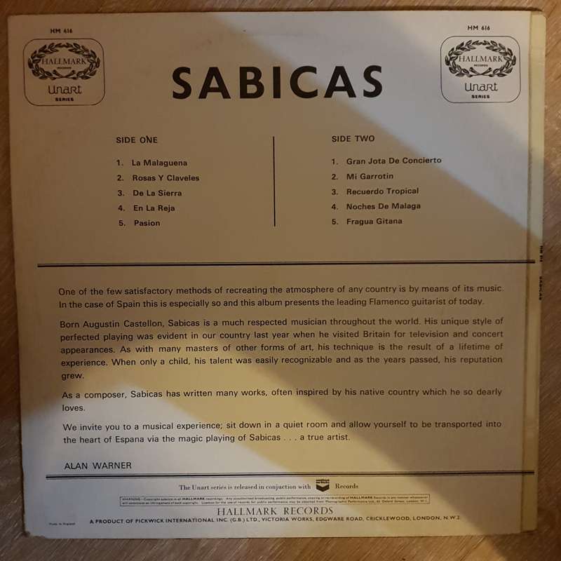 Sabicas - Vinyl LP Record - Very-Good+ Quality (VG+)