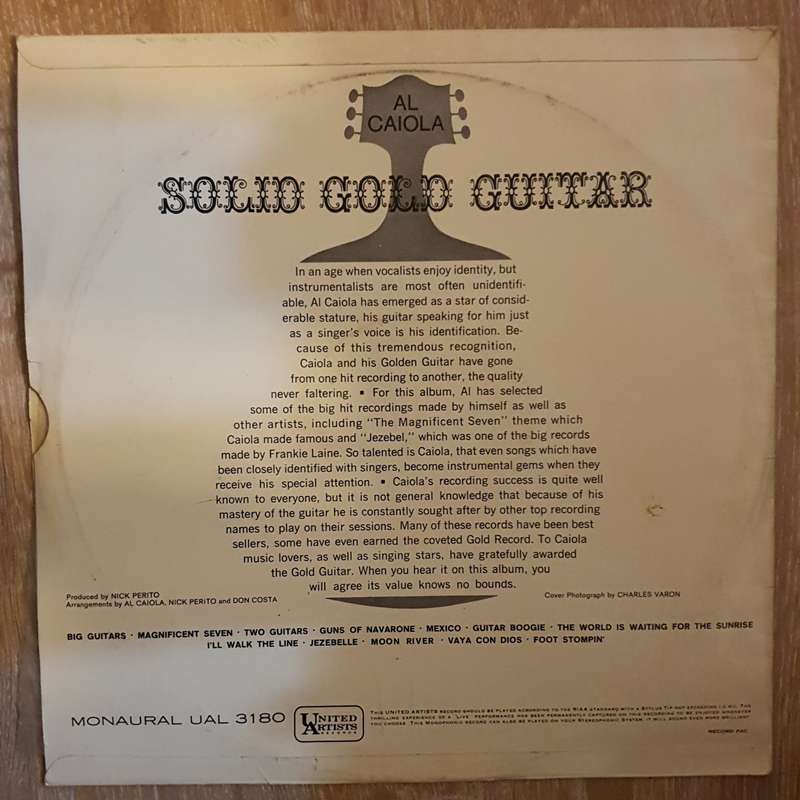Al Caiola - Solid Gold Guitar Hits that Sold a Million - Vinyl LP Record - Very-Good+ Quality (VG+)