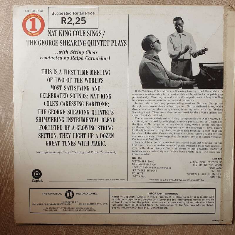 Nat King Cole / George Shearing  Nat King Cole Sings / George Shearing Plays - Vinyl LP Rec...