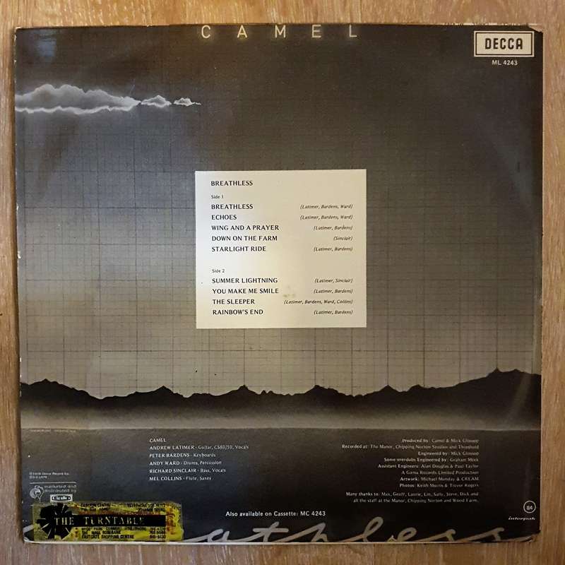 Camel  Breathless - Vinyl LP Record - Very-Good+ Quality (VG+)