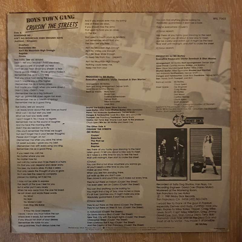 Boys Town Gang - Cruisin' The Streets  - Vinyl LP - Opened  - Very-Good+ Quality (VG+)