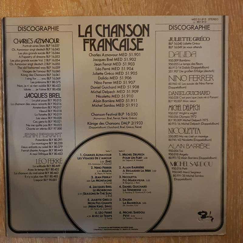 Chanson Francaise - Vinyl Record - Opened  - Very-Good+ Quality (VG+)