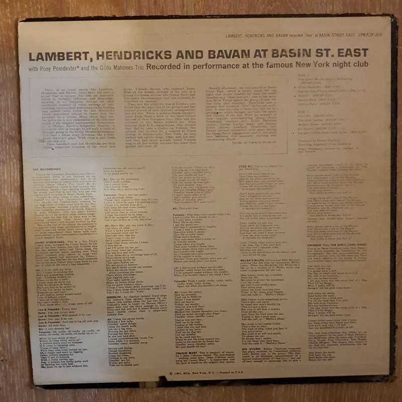Lambert, Hendricks & Bavan  Recorded Live At Basin Street East - Vinyl Record - Opened  - V...