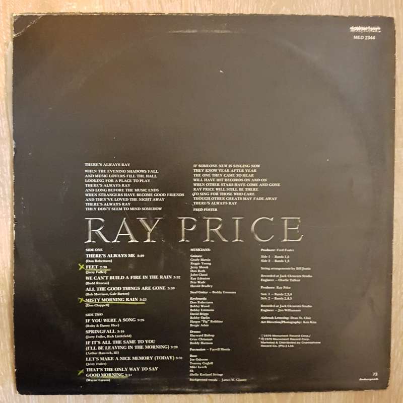Ray Price  There's Always Me  Vinyl LP Record - Very-Good+ Quality (VG+)