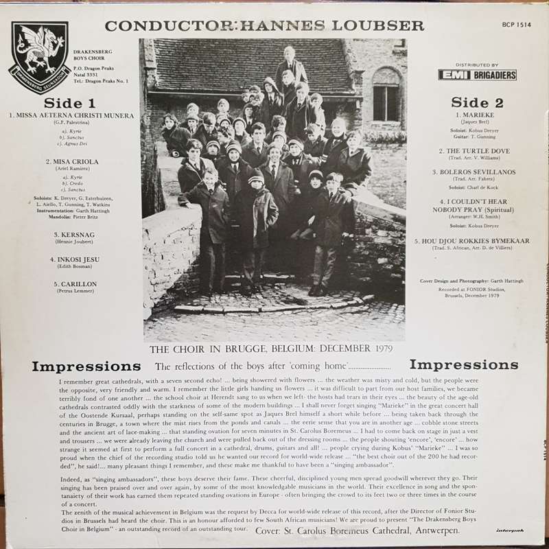 Drakensberg Boys Choir in Belgium  Vinyl LP Record - Very-Good+ Quality (VG+)