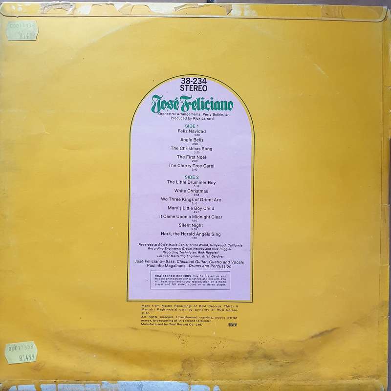 José Feliciano  José Feliciano  Vinyl Record - Very-Good+ Quality (VG+)