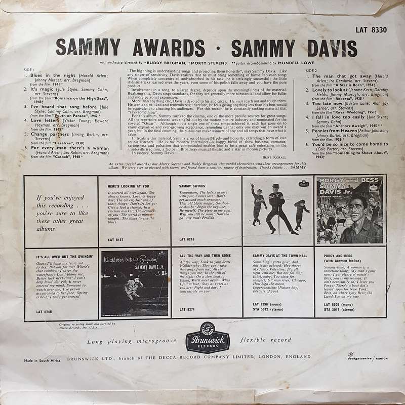 Sammy Davis Jr - Golden Awards - Vinyl LP Record - Opened  - Fair Quality (F)
