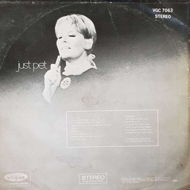 Petula Clarke - Just Pet - Vinyl LP Record - Opened  - Good Quality (G)