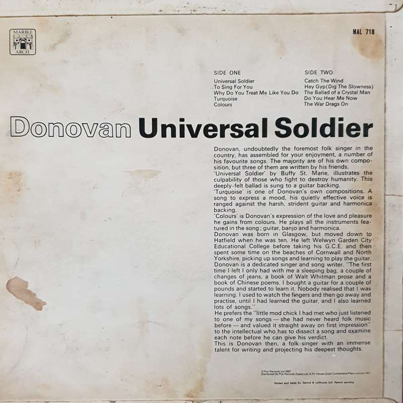 Donovan - Universal Soldier - Vinyl LP Record - Opened  - Very-Good- Quality (VG-)