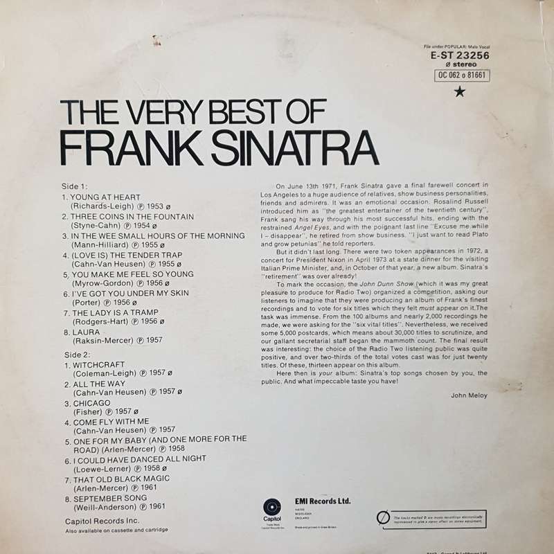 Frank Sinatra - The Very Best Of  -  Vinyl LP Record - Very-Good+ Quality (VG+)