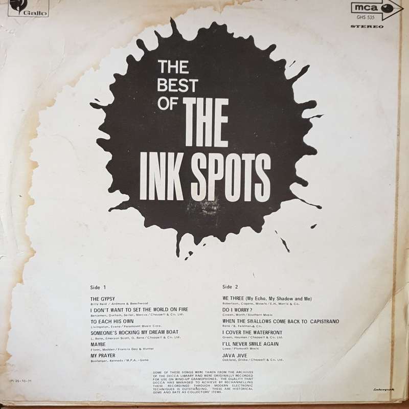 The Ink Spots - The Best Of The Ink Spots - Vinyl LP Record  (VG-)