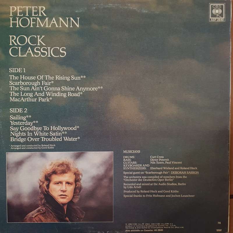 Peter Hofmann  Rock Classics -  Vinyl LP Record - Very-Good+ Quality (VG+)
