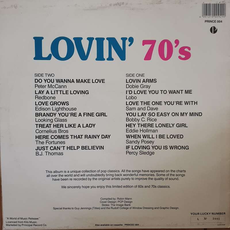 Lovin' 70's - Original Artists - Vinyl LP Record - Opened  - Very-Good Quality (VG)