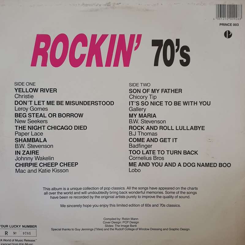 Rockin' 70's - Various - Original Artists- Vinyl LP Record - Opened  - Very-Good- Quality (VG-)