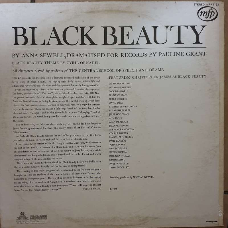 Anna Sewell Dramatised For Records By Pauline Grant  Anna Sewell's Immortal Black Beauty - ...