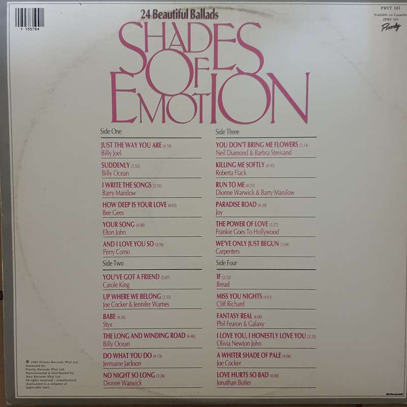 Shades of Emotion - Original Artists - 24 Beautifiul Ballads - Double Vinyl LP Record - Opened  -...