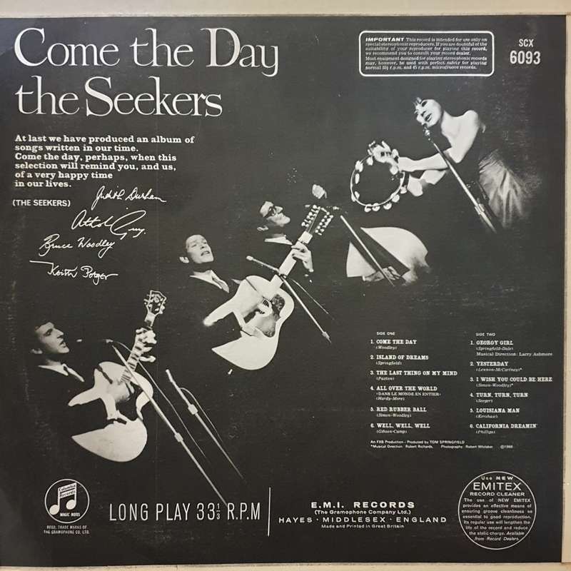 The Seekers - Come The Day - Vinyl LP Record - Opened  - Very-Good Quality (VG)