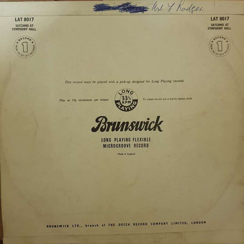 Louis Armstrong - Satchmo At Symphony Hall - Record 1  - Vinyl LP Record - Opened  - Very-Good- Q...