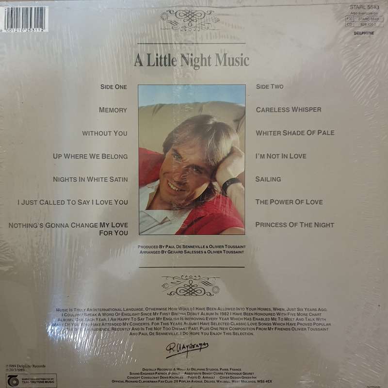 Richard Clayderman - A Little Night Music - 12 Classic Love Songs - Vinyl LP Record - Opened  - V...