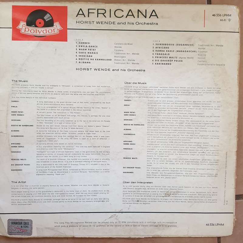 Horst Wende and his Orchestra - Africana: Africa in Rhythm  - Vinyl LP Record - Opened  - Fair/Go...