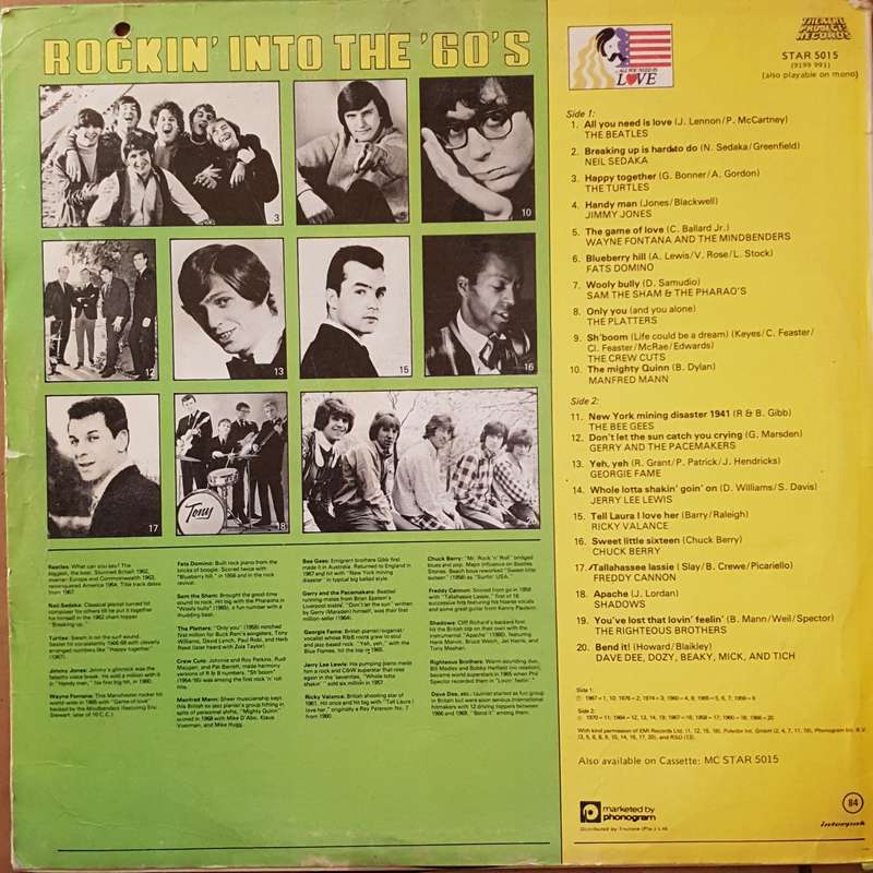 Rocking Into The 60's - 20 Original Recordings - Vinyl LP Record - Opened  - Fair Quality (F)
