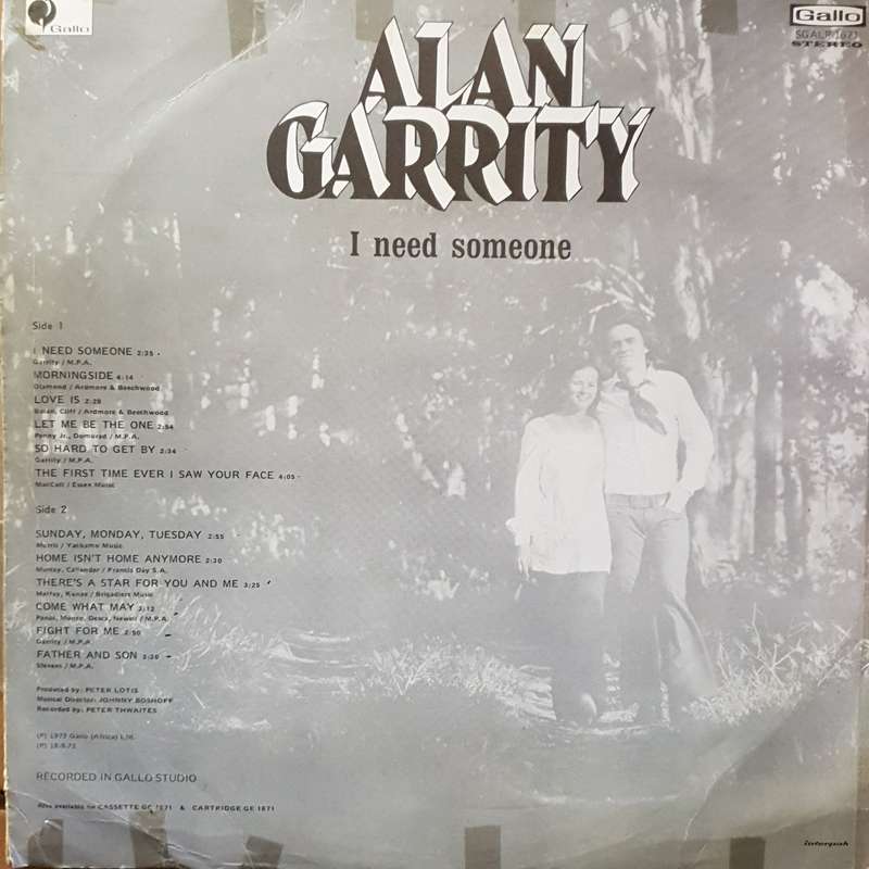 Alan Garrity  I Need Someone - Vinyl Record - Opened  - Very-Good- Quality (VG-)
