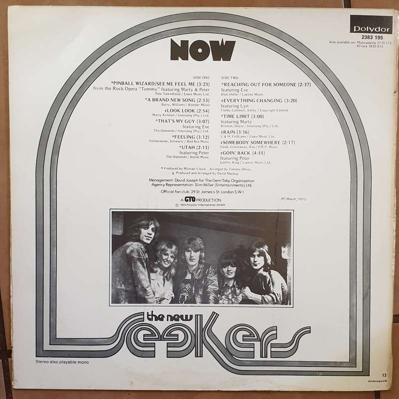 The New Seekers  Now - Vinyl LP Record - Very-Good+ Quality (VG+)